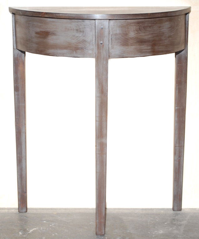 American Demi-lune Console Table from Reclaimed Wood, Custom Made by Petersen Antiques