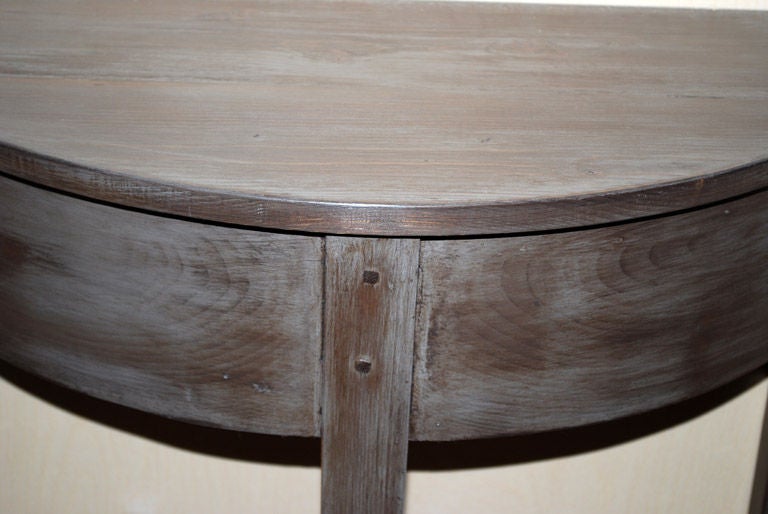 Hand-Crafted Demi-lune Console Table from Reclaimed Wood, Custom Made by Petersen Antiques