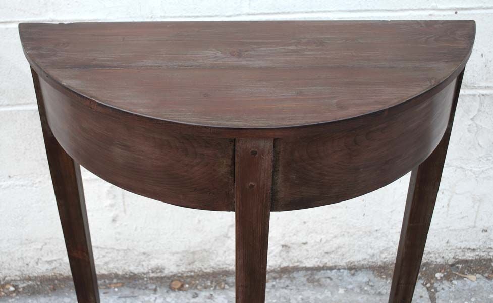 Demi-lune Console Table from Reclaimed Wood, Custom Made by Petersen Antiques In Excellent Condition In Los Angeles, CA