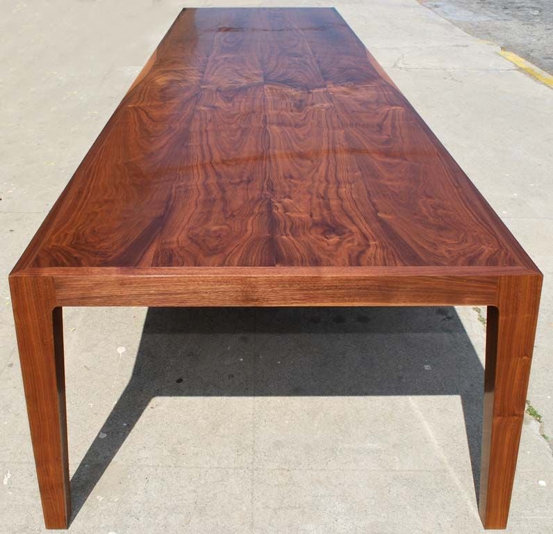 Parsons table made from solid bookmatched planks of highly figured walnut (not veneer). Wet sanded for a buttery soft satin finish.
We can custom make this table in any size, wood and finish!