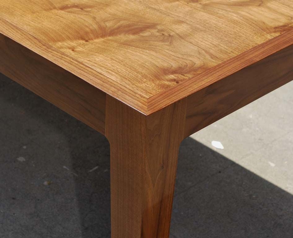 Lacquered Parsons Table in Solid Book-Matched Walnut