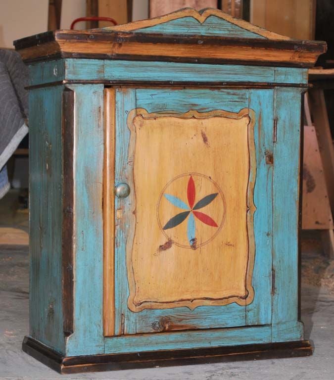 Antique Painted Wall or Floor Cabinet