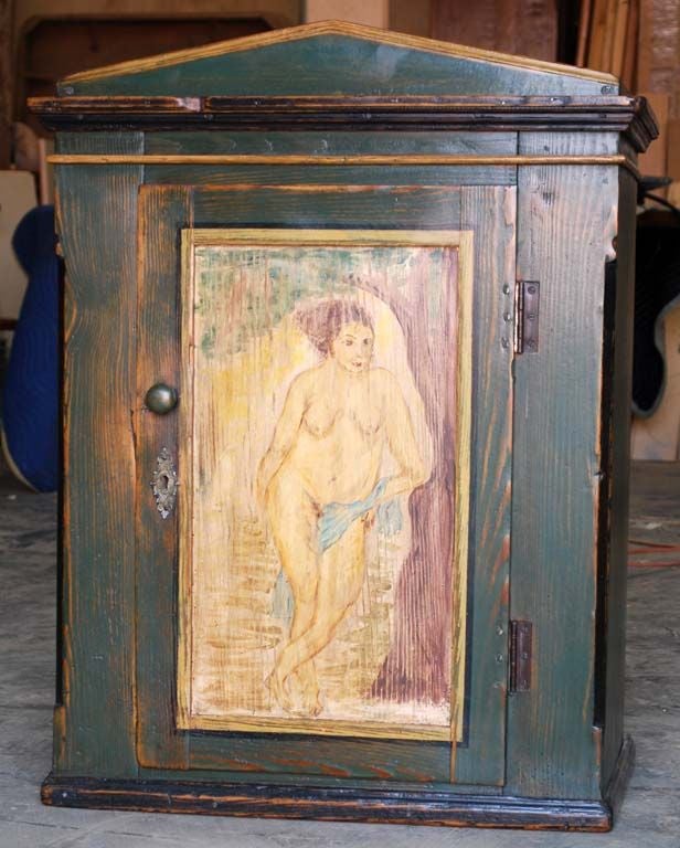Folk Art Painted Wall Cabinet