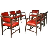 Set of eight mahogany and leather dining chairs by Dunbar
