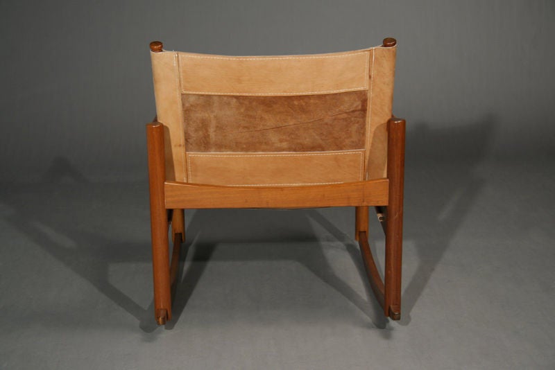 Stitched leather sling rocking chair by Michel Arnoult 1