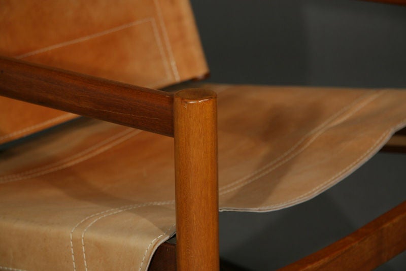 Stitched leather sling rocking chair by Michel Arnoult 2