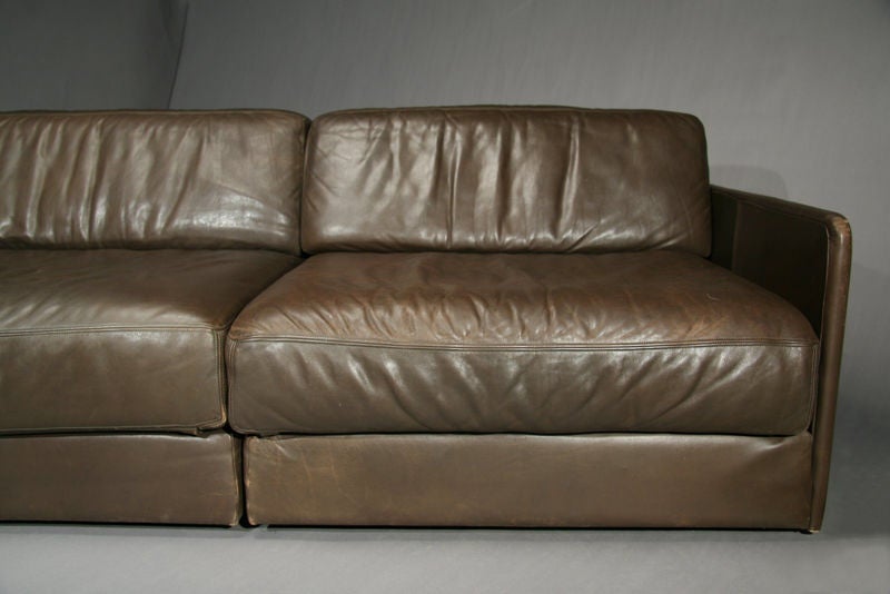 Swiss Brown leather sectional sleeper sofa by De Sede