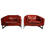 Pair of Metropolitan red and black tub chairs