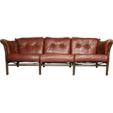 Red Leather Sarafi sofa by Arne Norell