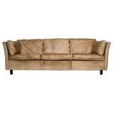 Curved leather Scandinavian tuxedo sofa Curved leather Scandinavian tuxedo sofa