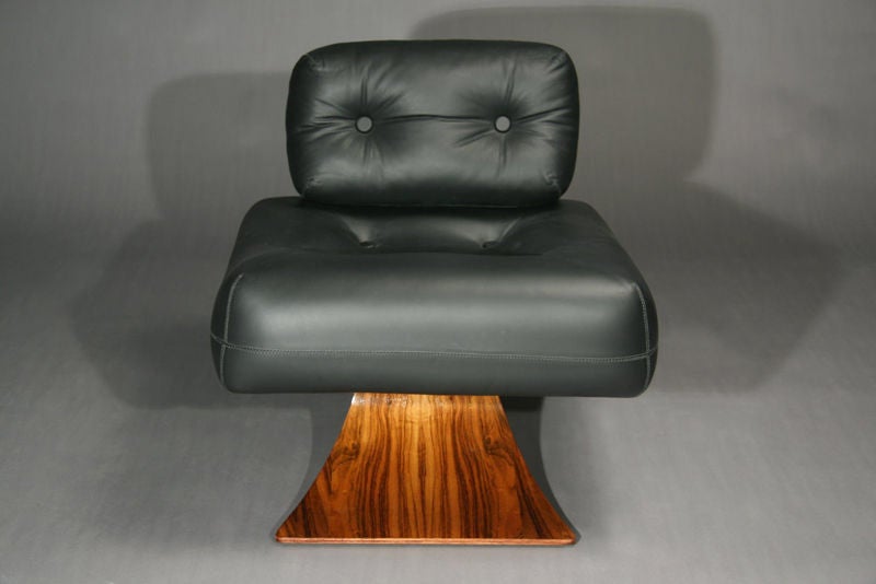 Leather and rosewood chair and ottoman by Oscar Niemeyer 2