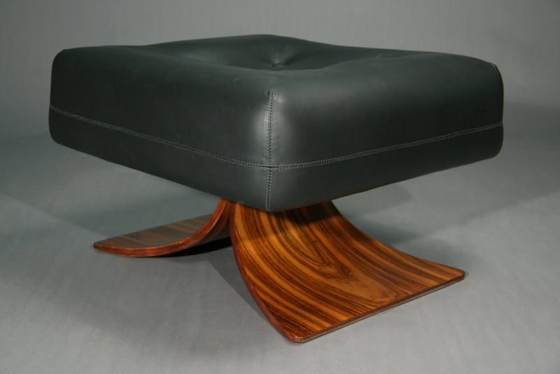 Leather and rosewood chair and ottoman by Oscar Niemeyer 3