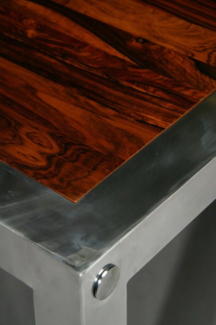 Gorgeous rosewood and polished aluminum dining table 3