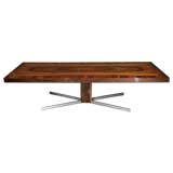 Rosewood and chrome coffee table
