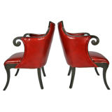Pair of scroll arm salon chairs