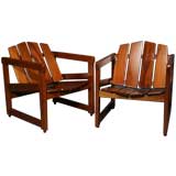 Pair Of Peroba Wood Slat Lounge Chairs By Sergio Rodrigues