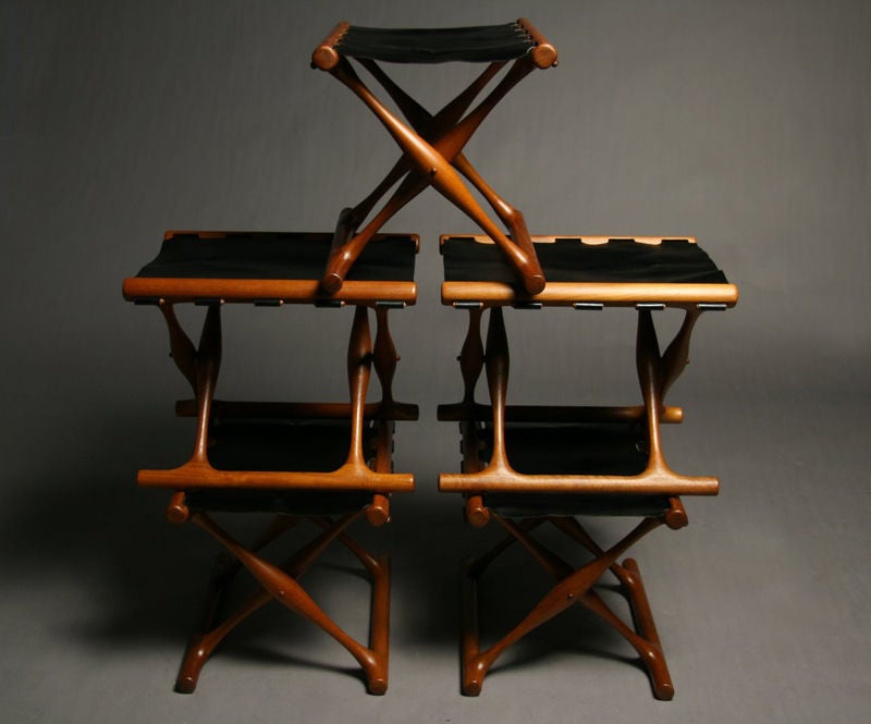 Set of five folding stools by Poul Hundevad