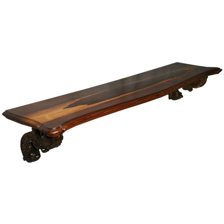 Wall-Mounted Rosewood Sculptural Console Hanging Shelf from Brazil For Sale