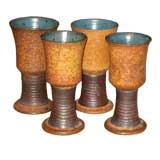 Set of four glazed stoneware goblets by Victoria Littlejohn