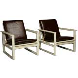 Pair of bleached oak arm chairs by Borge Mogensen