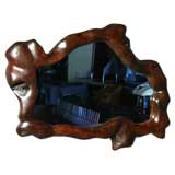 Biomorphic redwood mirror