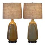 Pair of glazed stoneware lamps by David Cressey