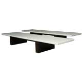 Pair of low rectangular marble coffee tables by Celina