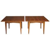 Pair of square walnut side tables by Jens Risom