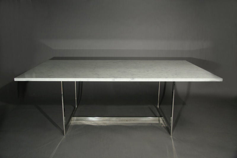 White marble and chrome dining table by Milo Baughman at 1stdibs