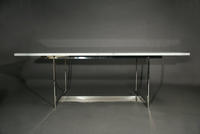 White Marble and Chrome Dining Table