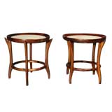 Vintage Pair of Brazilian caviuna and inset marble side tables