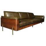 Rosewood and leather skeleton back sofa by Jorge Zalszupin