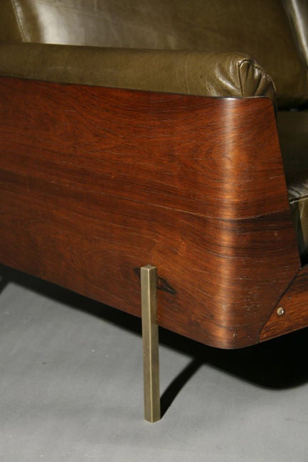 Mid-20th Century Rosewood and leather skeleton back sofa by Jorge Zalszupin