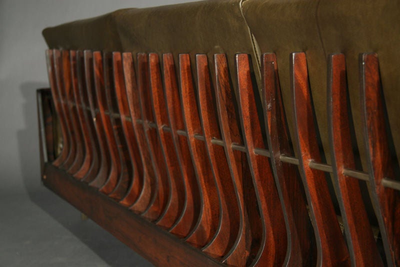Rosewood and leather skeleton back sofa by Jorge Zalszupin 2