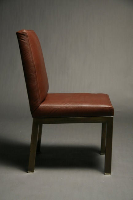 Set Of Six Plum Leather Dining Chairs 1