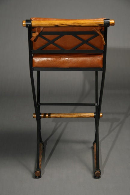 Pair of caramel leather bar stools by Cleo Baldon 2