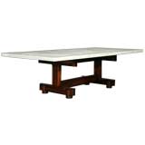 Solid Brazilian Caviuna and White Marble Coffee Table