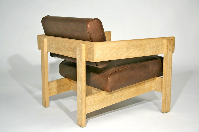 Pair of Bleached Oak and Leather Chairs by Metropolitan 1