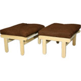 Pair of brown suede and oak ottomans by Bernt Petersen