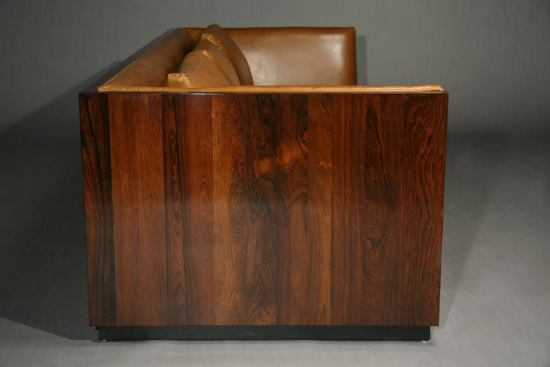 Thomas Hayes Studio Custom Rosewood, Caramel Leather Case Sofa 1