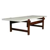 Rosewood and marble cantilevered coffee table