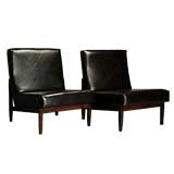 A rare pair of Knoll rosewood and leather chairs made for Brazil