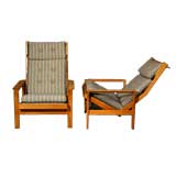 A pair of oak high back chairs by Borge Mogensen