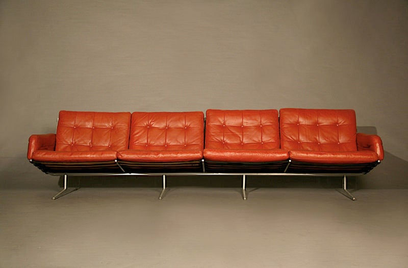 Paul Leidersdorff "Caravelle"  leather and aluminum sofa