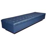 Pair of long blue leather day beds or benches