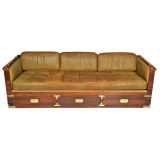 Rosewood and leather campaign style daybed