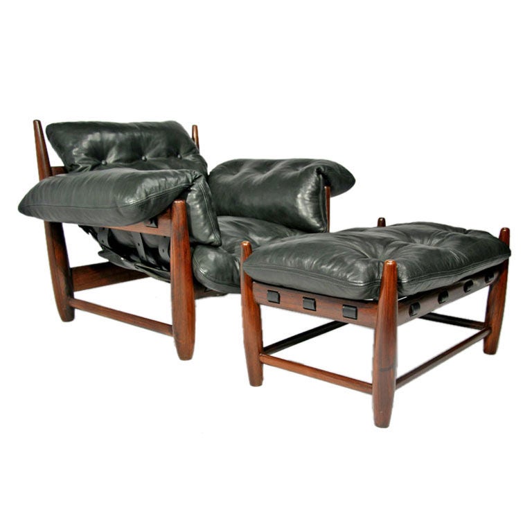 Sergio Rodrigues "Poltrona Molé" chair and ottoman at 1stDibs