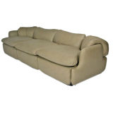 Soft gray leather modular sofa by Saporiti Italia