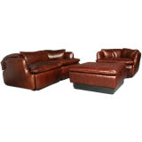 Modular leather living room set designed for Saporiti Italia