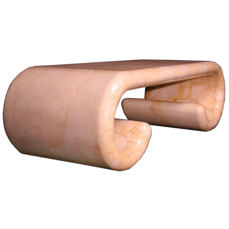 Lacquered Goatskin Scroll Coffee Table